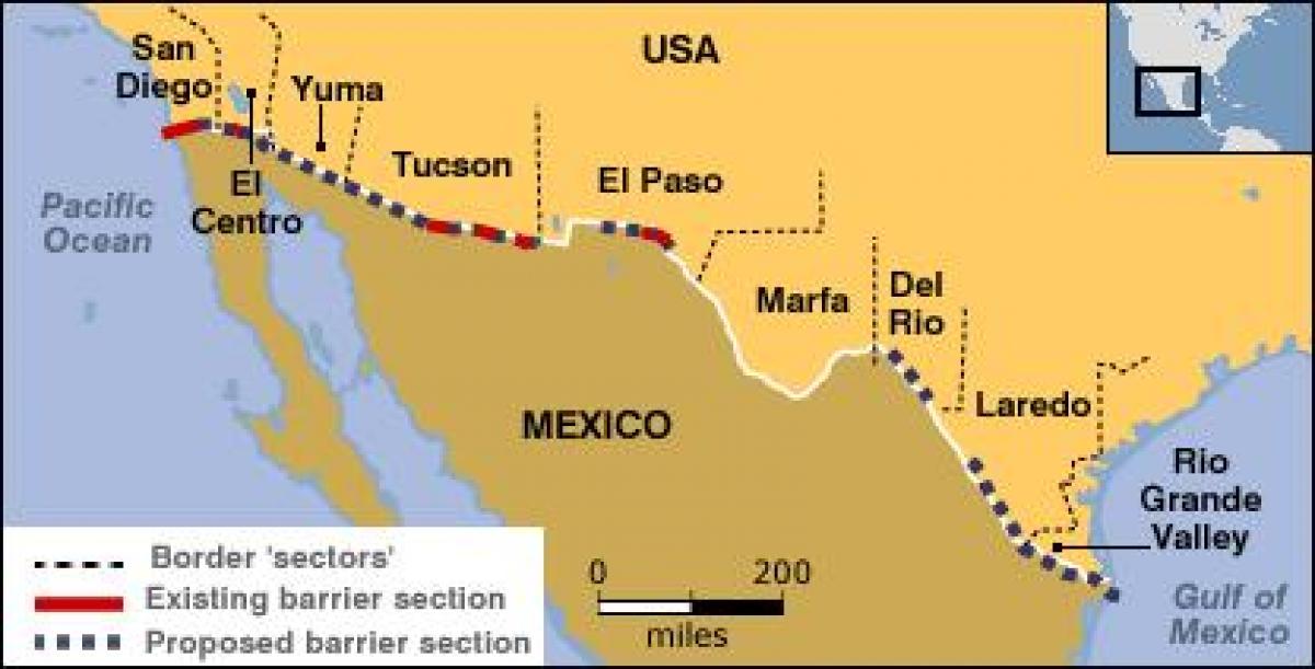 harta de granița mexicană