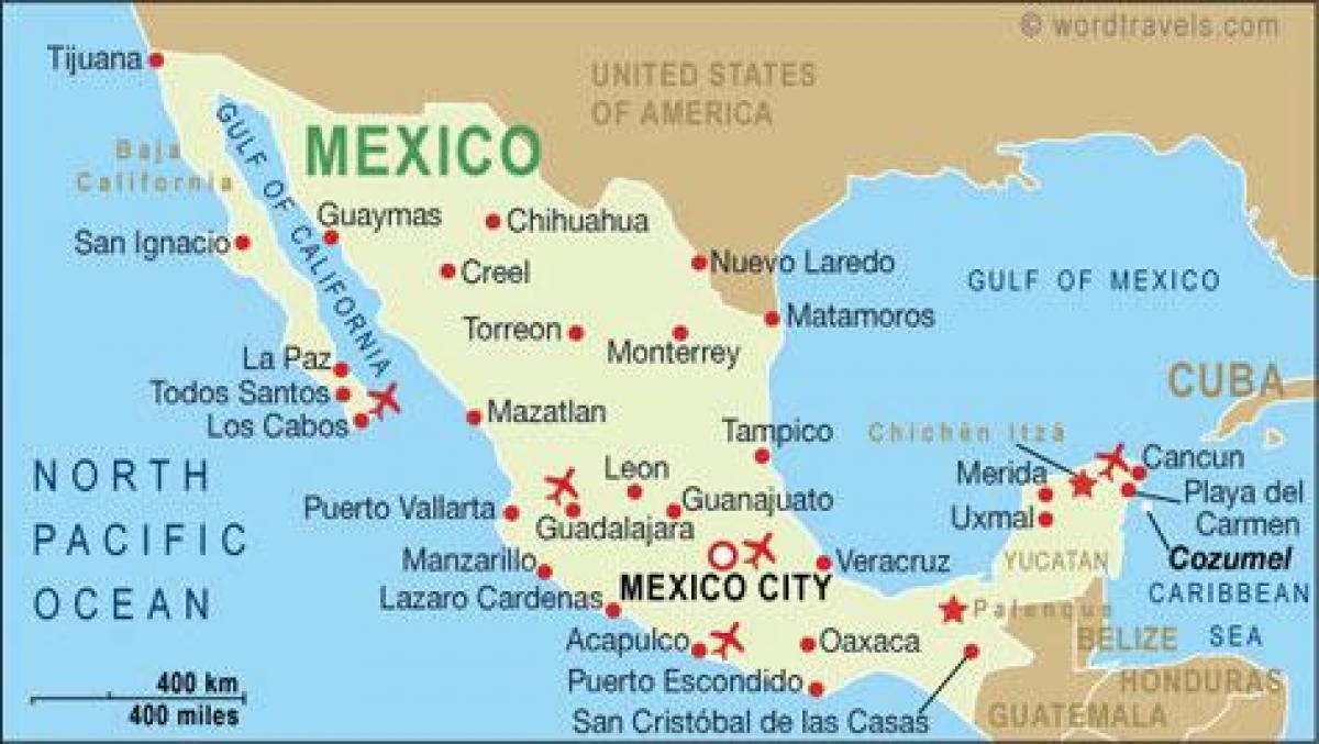 harta aeroporturilor din Mexic