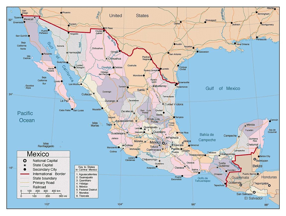 Mexic harta cu marile orașe