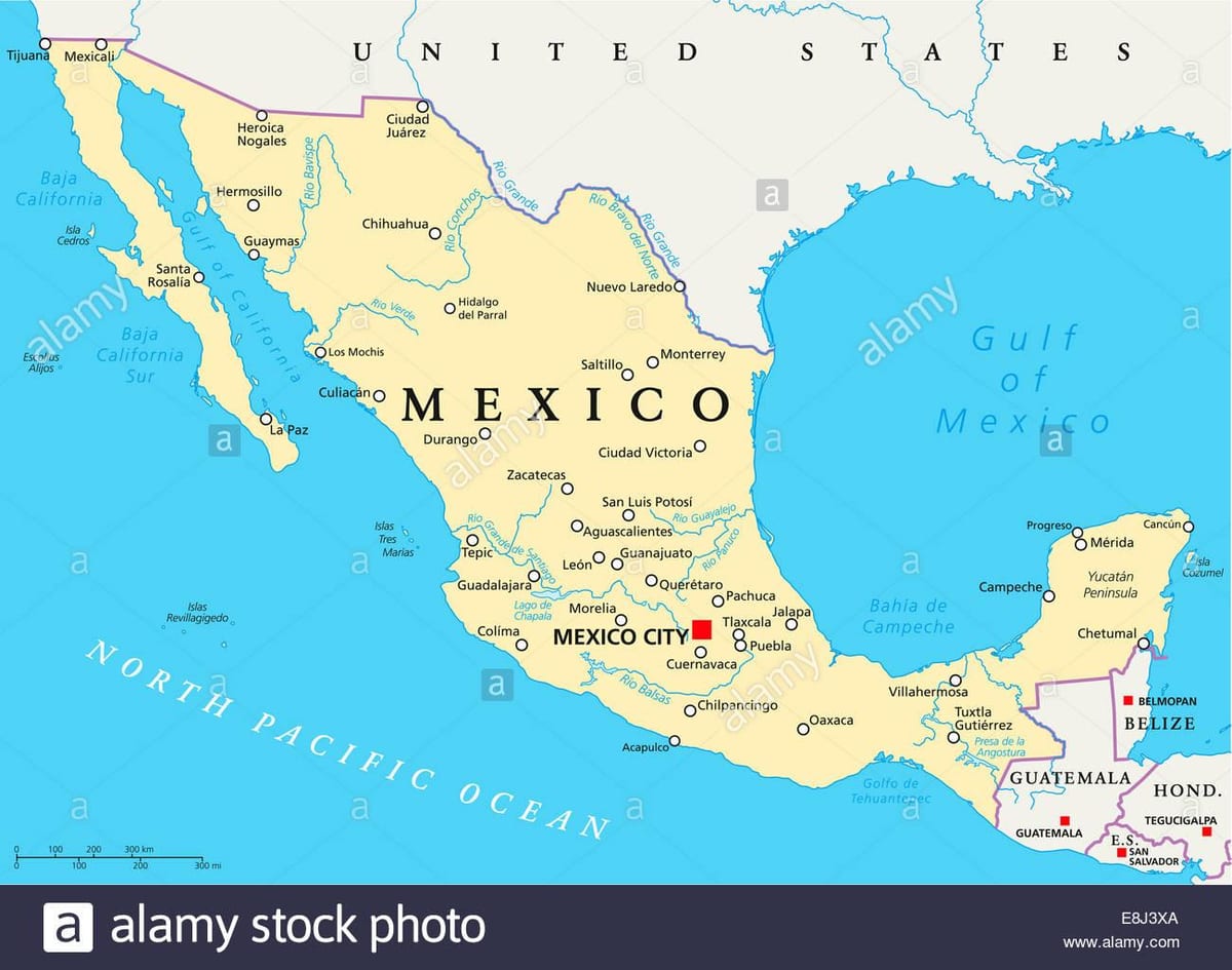 Mexic orașe hartă