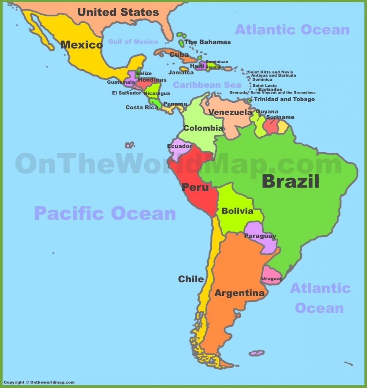 Mexic și america de sud hartă