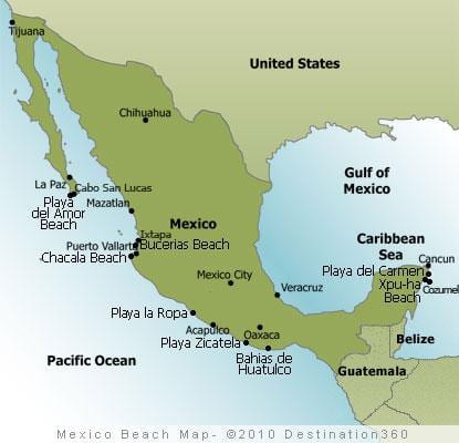 coasta de est a Mexicului hartă