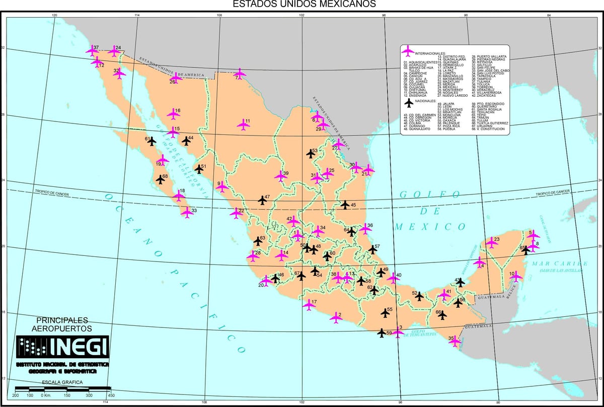 harta Mexic aeroporturi