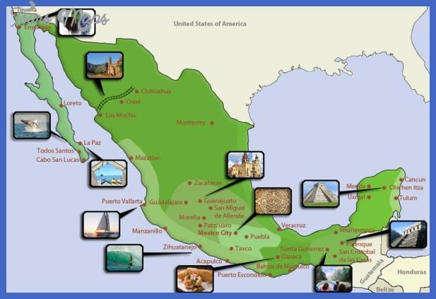 harta Mexic destinații turistice