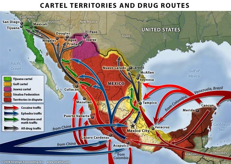 de droguri mexican război hartă