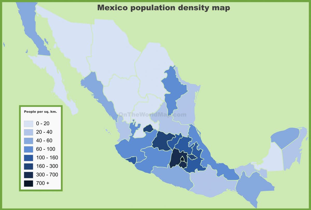densitatea populației harta Mexic