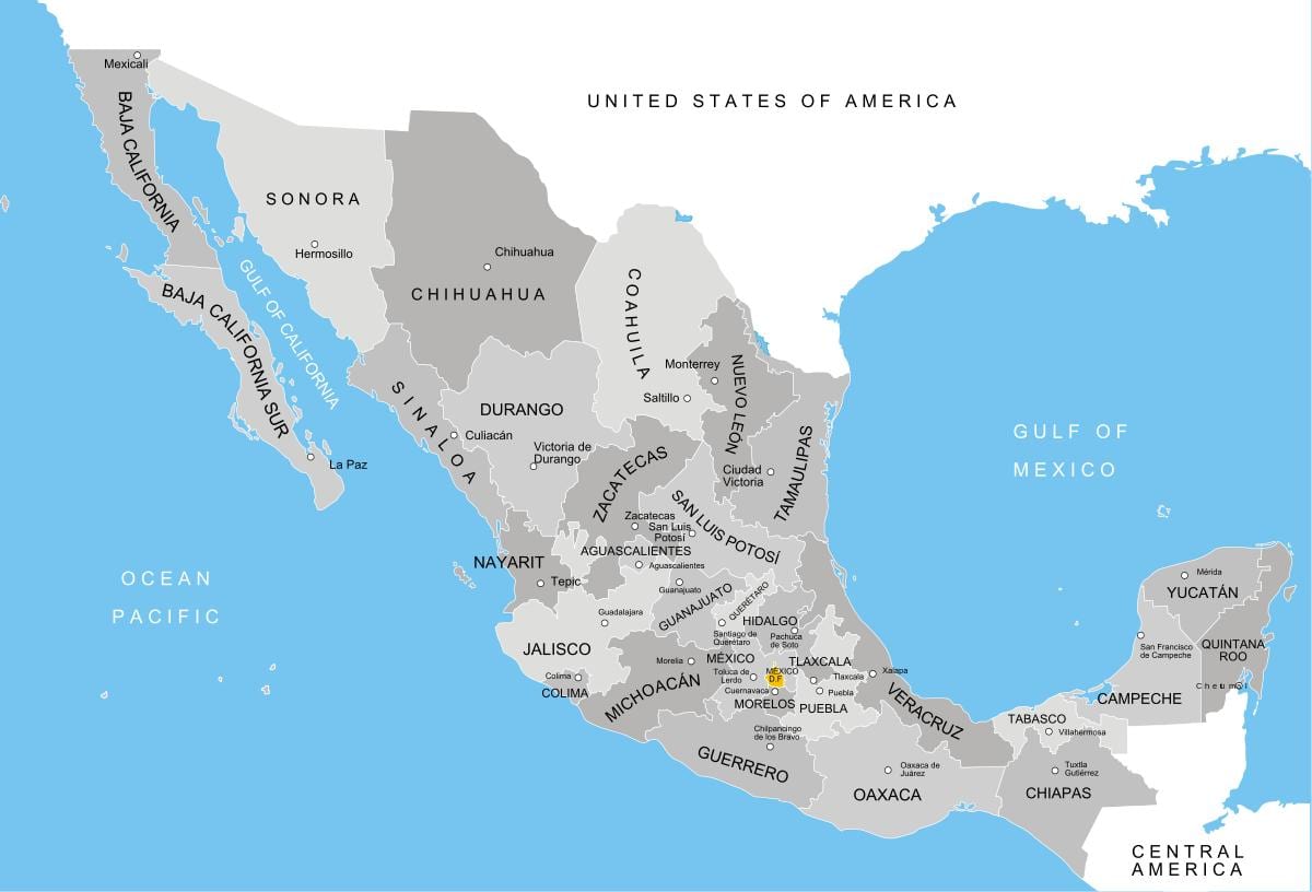 harta Mexic departamente