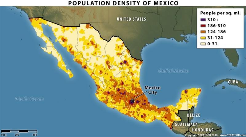harta Mexic distribuția populației