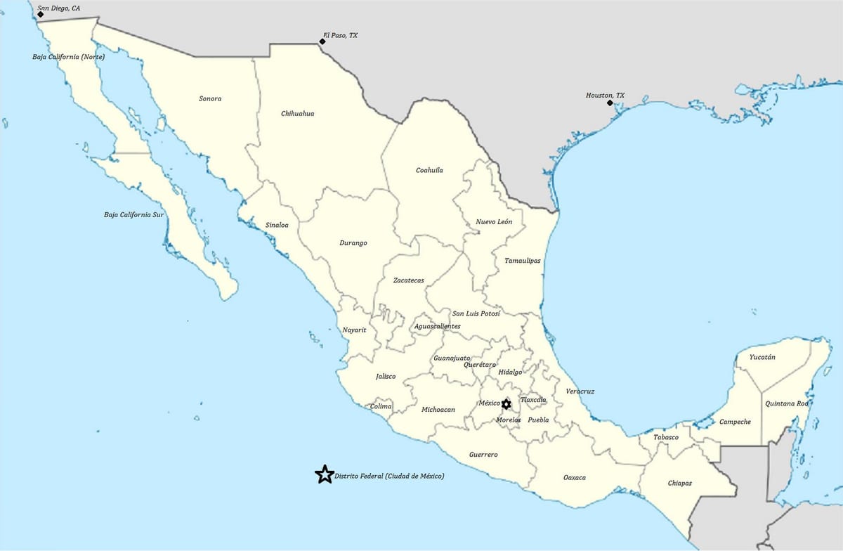 harta Mexic de stat