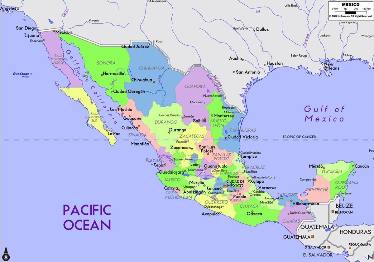 Mexic harta cu capital