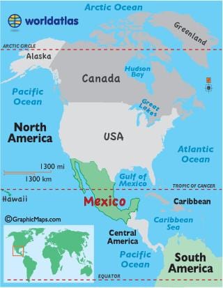 Mexicul pe harta lumii