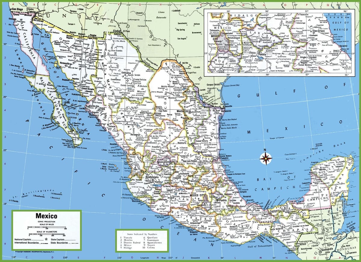 harta de orașe din Mexic