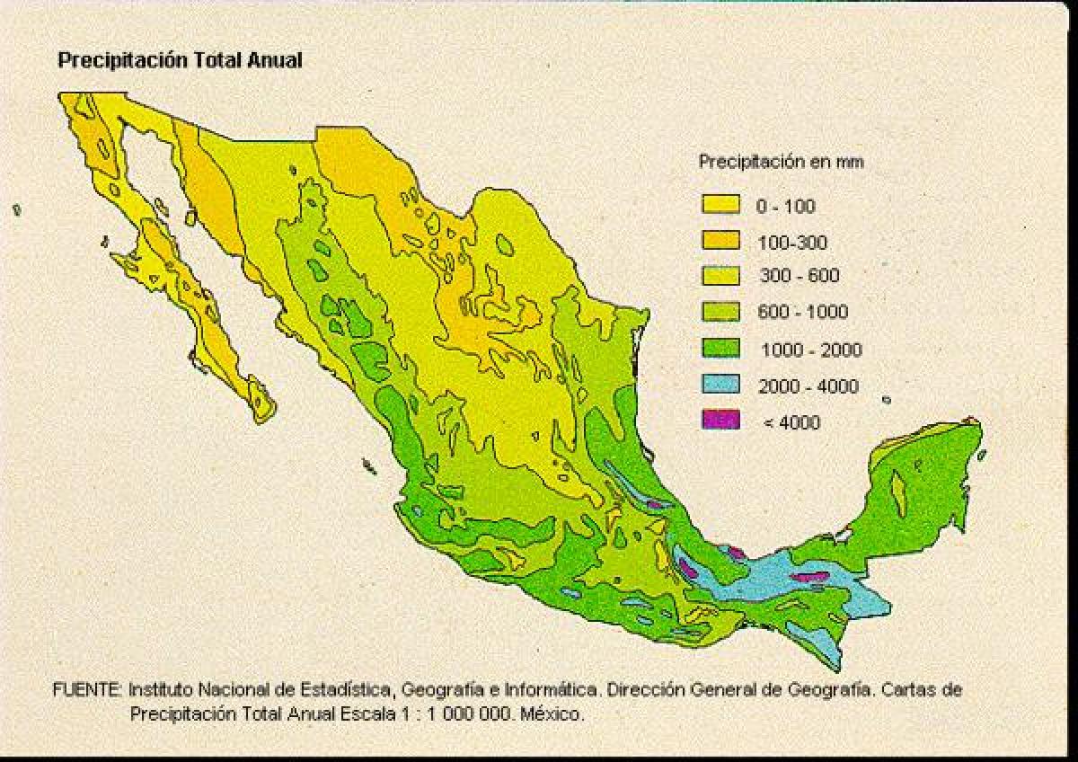harta Mexic precipitațiilor