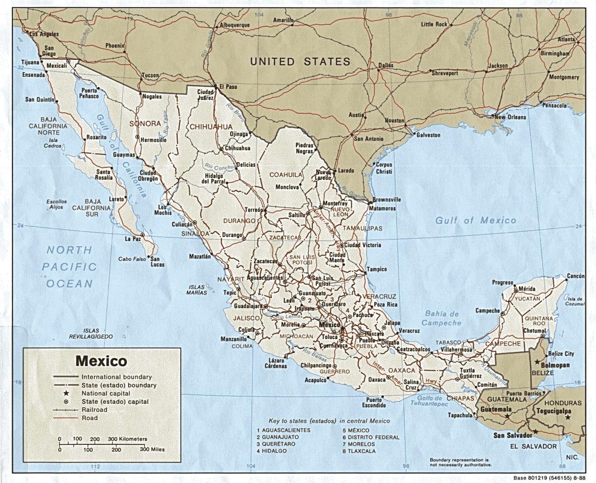 rutiere hartă a Mexicului