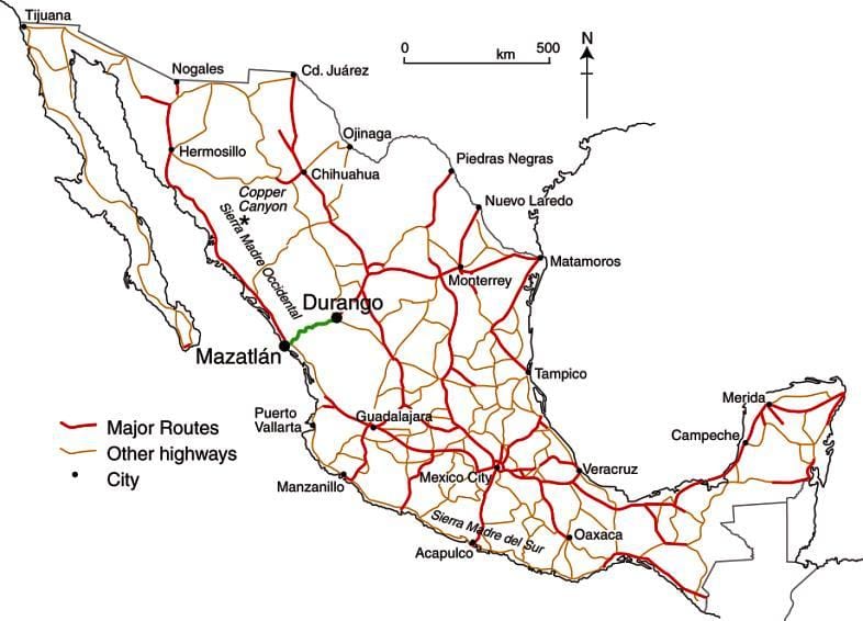 mexican toll road arată hartă