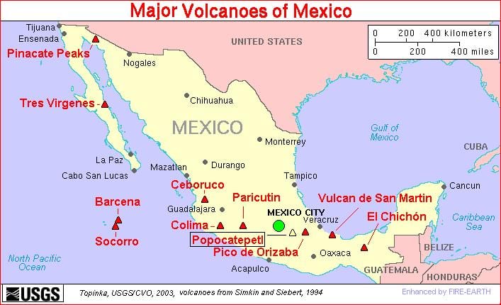 harta vulcan din Mexic