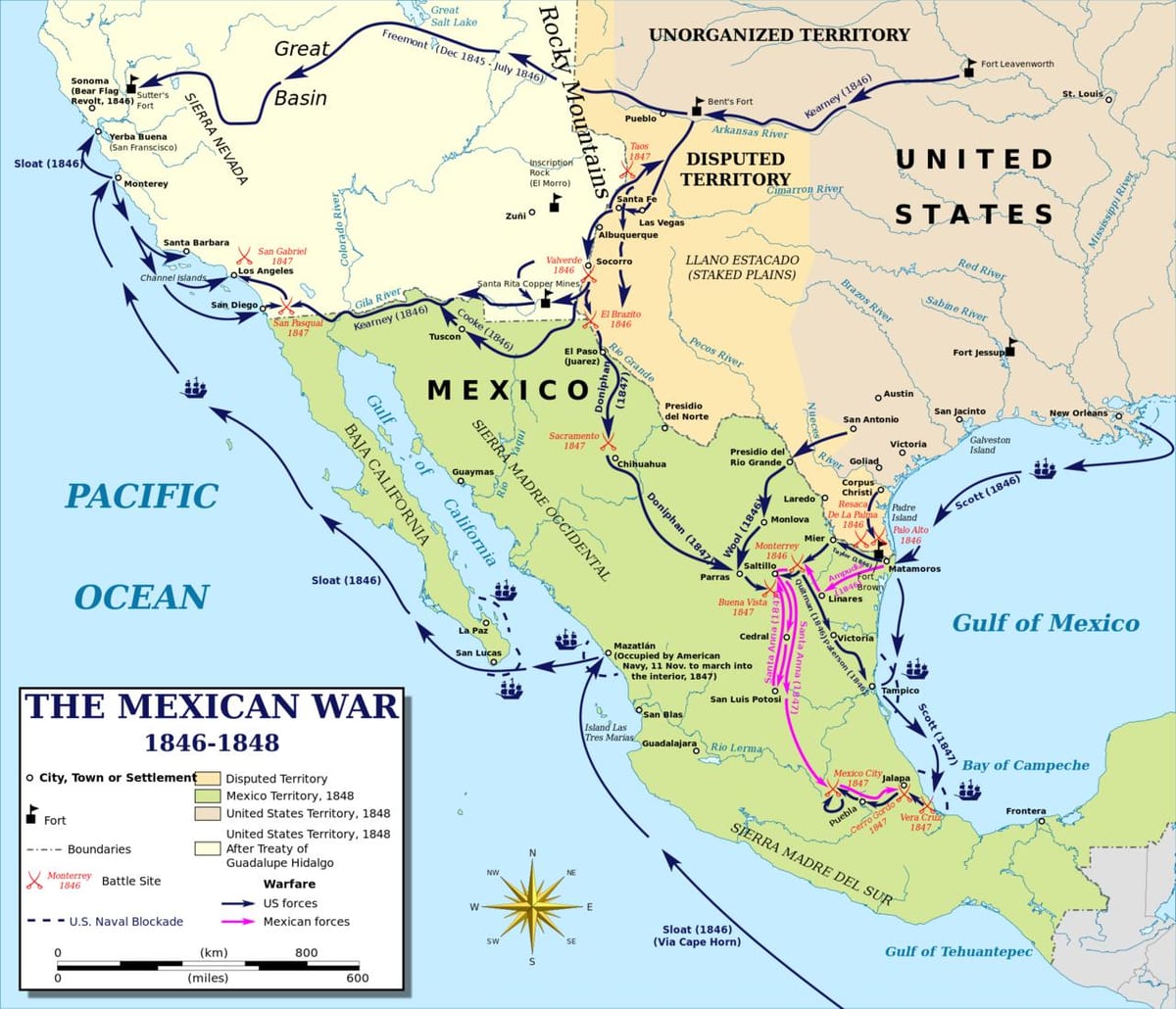 harta războiului mexican hartă