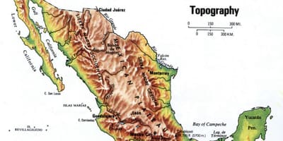 Mexic hartă topografică