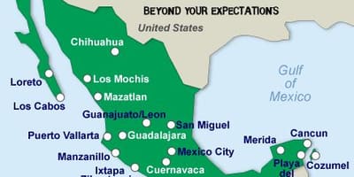Plajele mexicului hartă