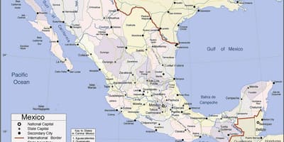 Harta Mexic, pe coasta pacificului statiuni