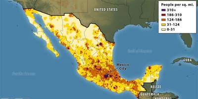 Harta Mexic distribuția populației