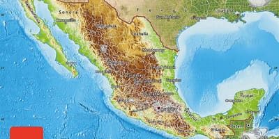 Hartă în Relief din Mexic