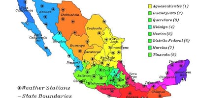 Hartă starea vremii din Mexic