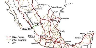 Mexican toll road arată hartă